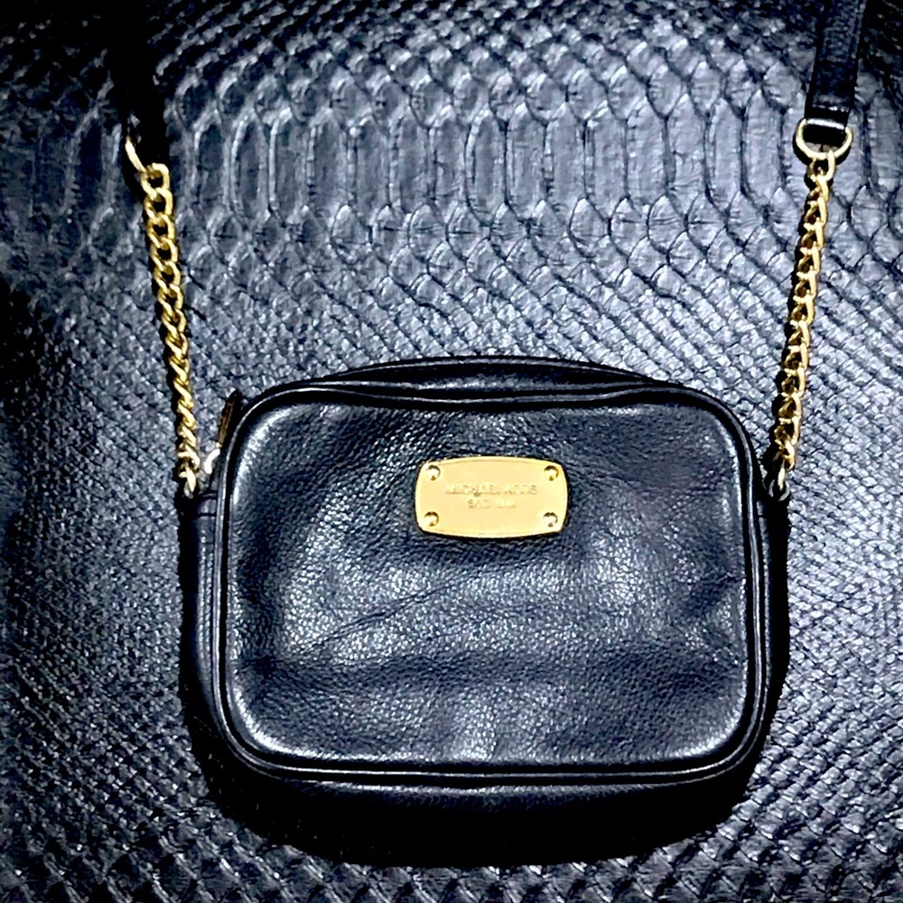 Michael Kors Black LEATHER SMALL SHOULDER BAG Noir